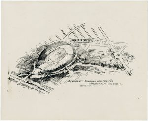 Athletic field and a stadium were part of the main features of the original proposal of the Coral Gables campus in 1925.