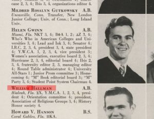 Hallman's senior picture was found in the 1943 Ibis yearbook.