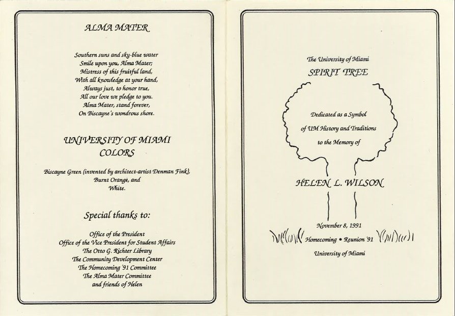 Brochure of the Spirit Tree Dedication, Page 1